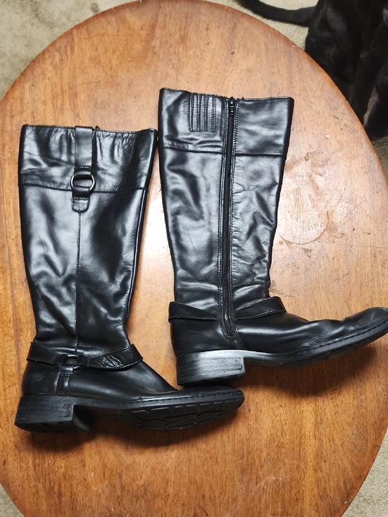 Born Shoes - Born Black Mid-Calf Leather Riding Boots